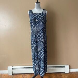 Corey Lynn Calter CLC Navy Patchwork Print Maxi Dress Size 14 100% rayon